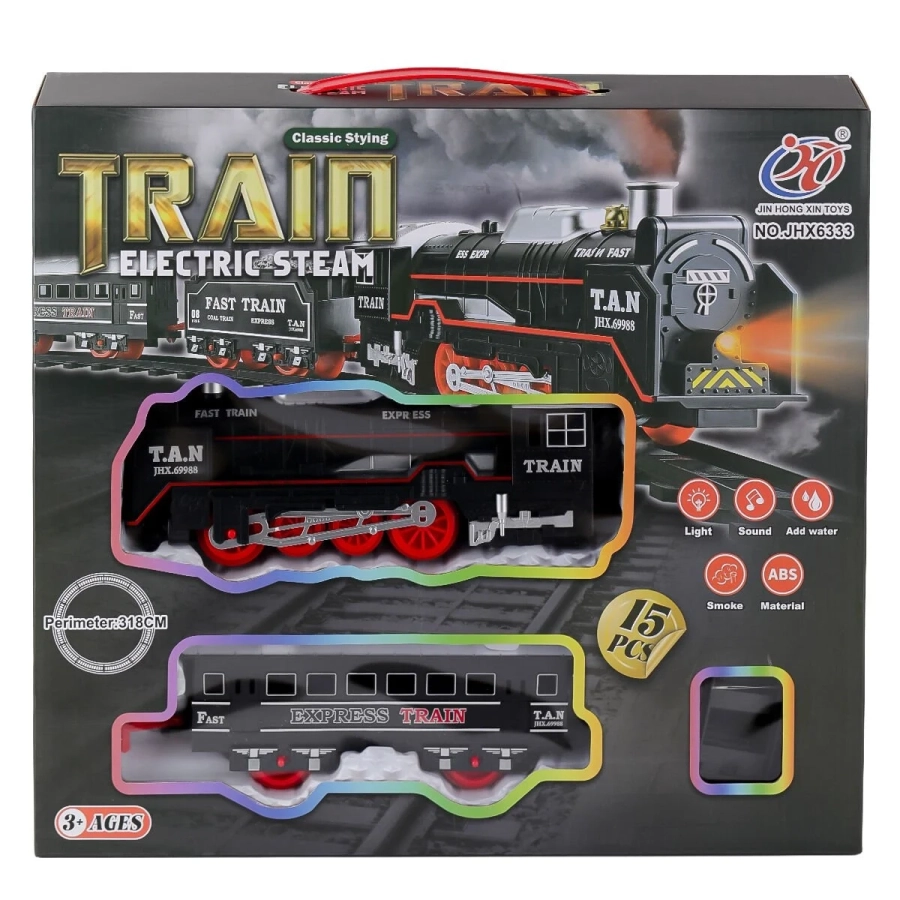 JHX6333 KUT.PİLLİ RAYLI DUMAN ÇIKARTAN TREN 15PCS