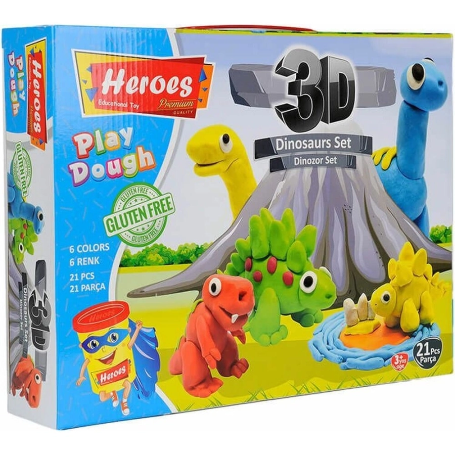 ERN-568 HEROES PREMİUM 3D DİNAZOR OYUN HAMUR SETİ